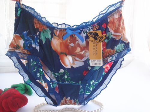 娜蒂香儿高弹豹纹花朵三角女内裤