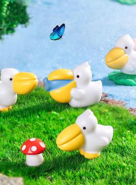 微景观鹈鹕动物公仔解压儿童园艺造景diy装饰配桌面汽车载小摆件