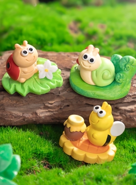 手工玩具可爱蜗牛蜜蜂瓢虫学生园艺造景diy装饰配件微景观小摆件