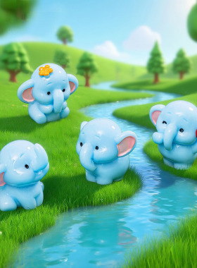 学生手工小象萌粒公仔 园艺造景diy装饰品蛋糕配件桌面车载小摆件