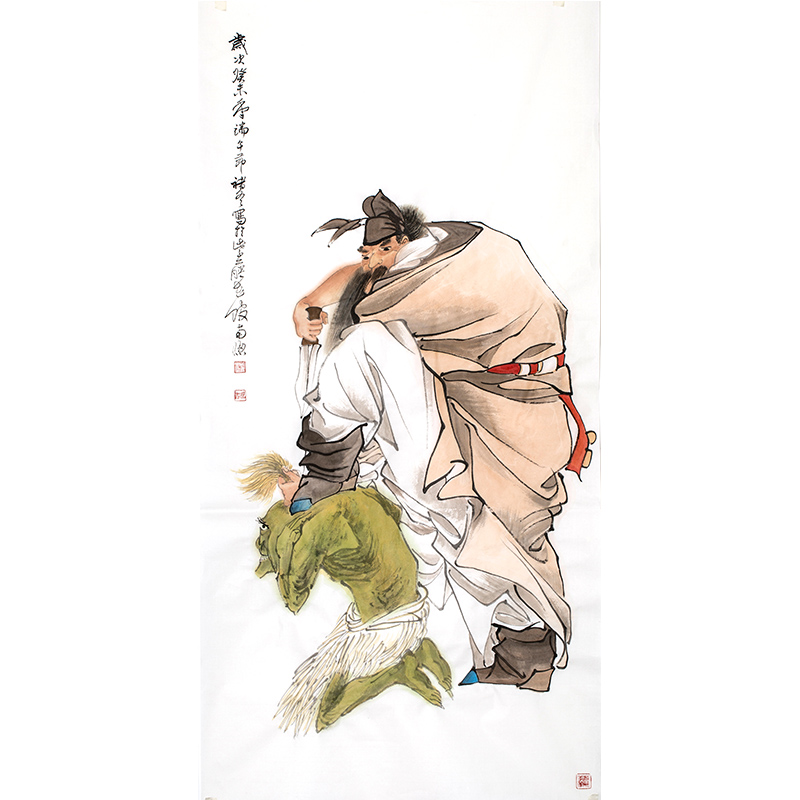 手绘人物装饰无框中式现代钟馗画像中国画朱砂挂画玄关送平安图片