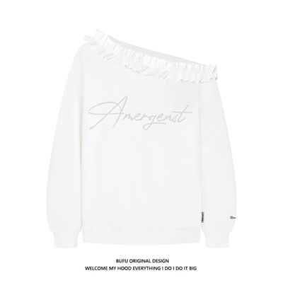 古斜肩卫衣女早秋辣妹宽松一字领