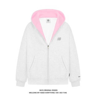 亿万少年BUFU情侣重磅拉链外套男秋拼色空气层连帽卫衣女2025新款
