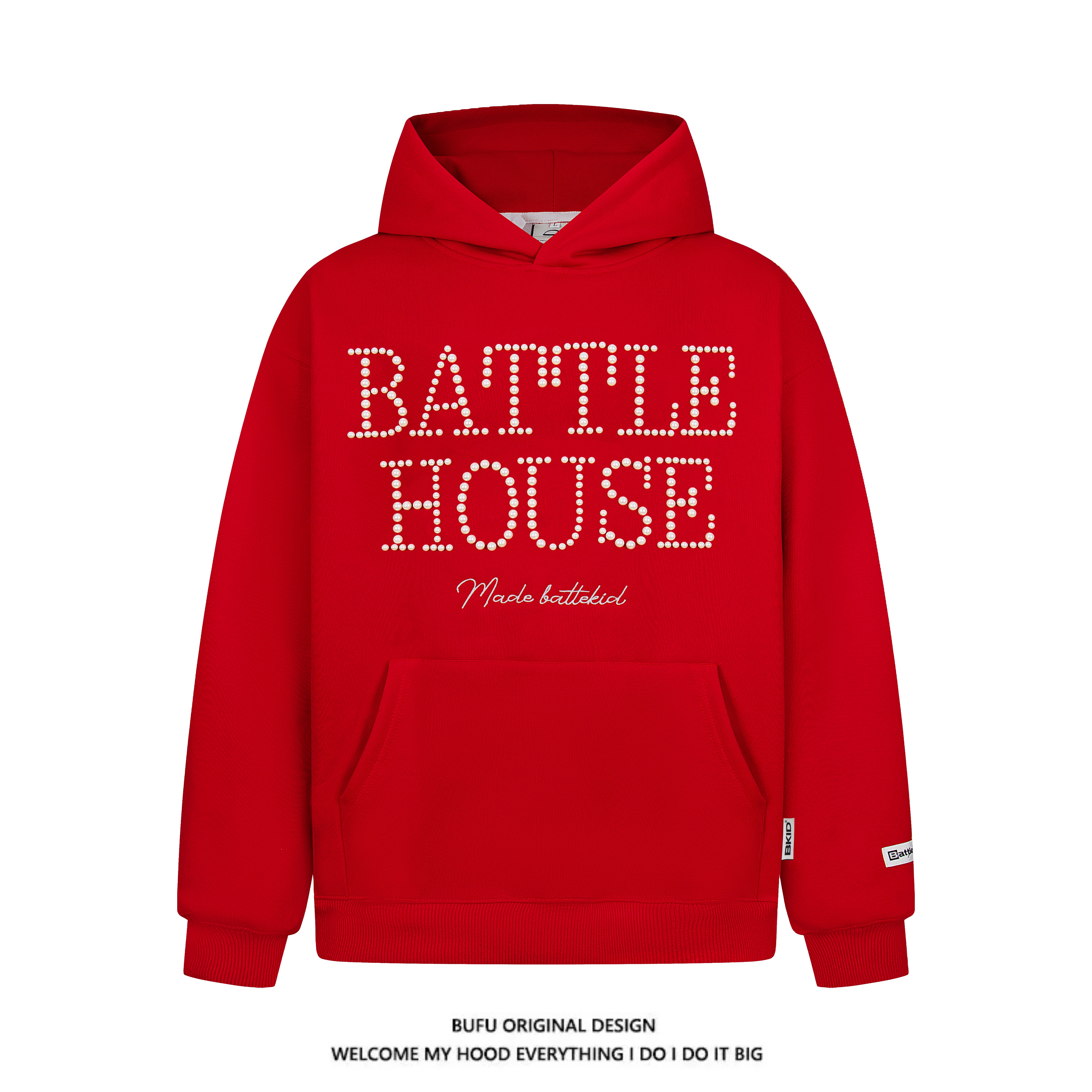 美式复古高街钉珠连帽衫卫衣外套