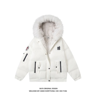 亿万少年BUFU美式 潮牌棉服外套男女 座山雕毛领派克服棉衣情侣冬季
