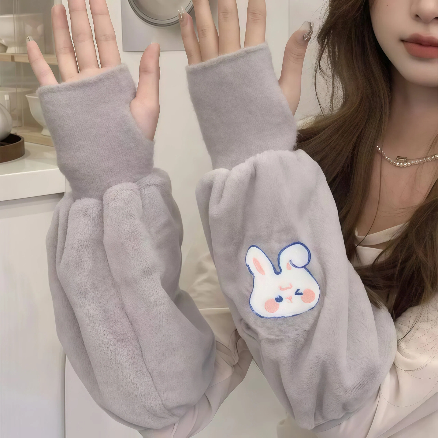 袖套女秋冬季新款加长加厚成人防脏套袖学生工作办公室干活护袖筒