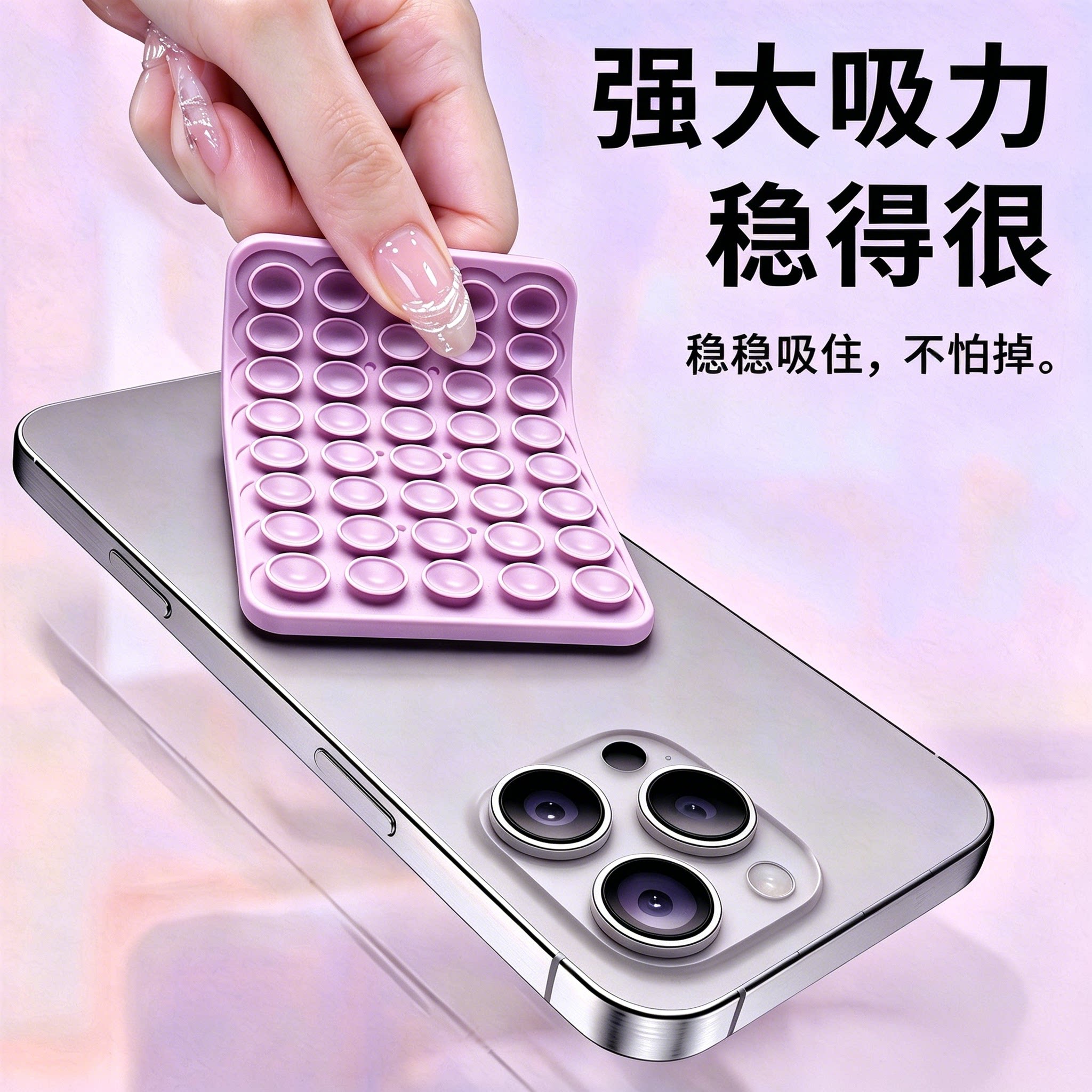 硅胶双面吸盘防滑解压手机支架