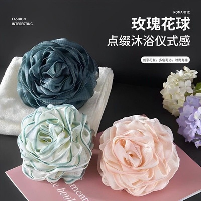 玫瑰沐浴球浴花日系可爱泡泡洗澡球超柔软大号不散球高档花澡搓浴