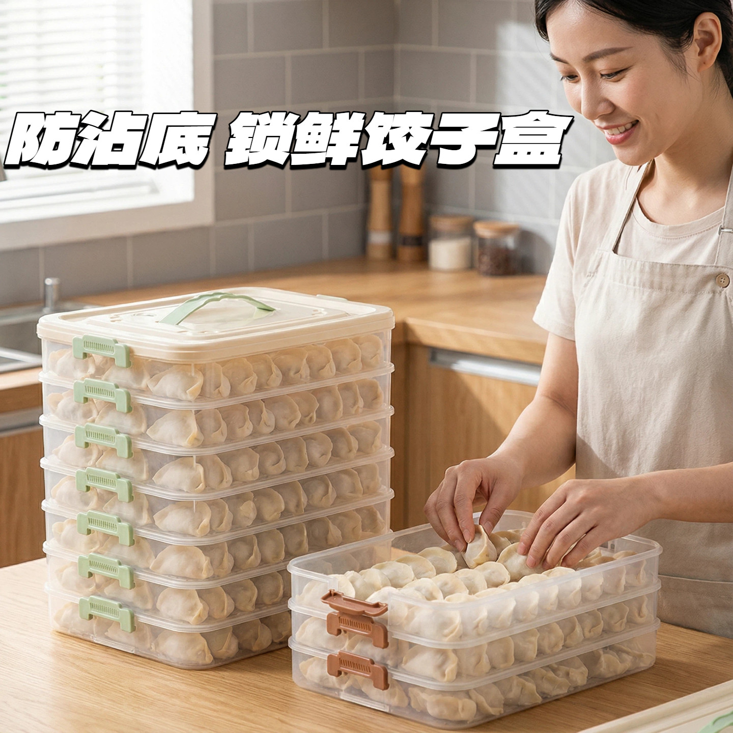 饺子盒家用食品级厨房冰箱收纳盒整理神器馄饨盒保鲜速冻冷冻专用