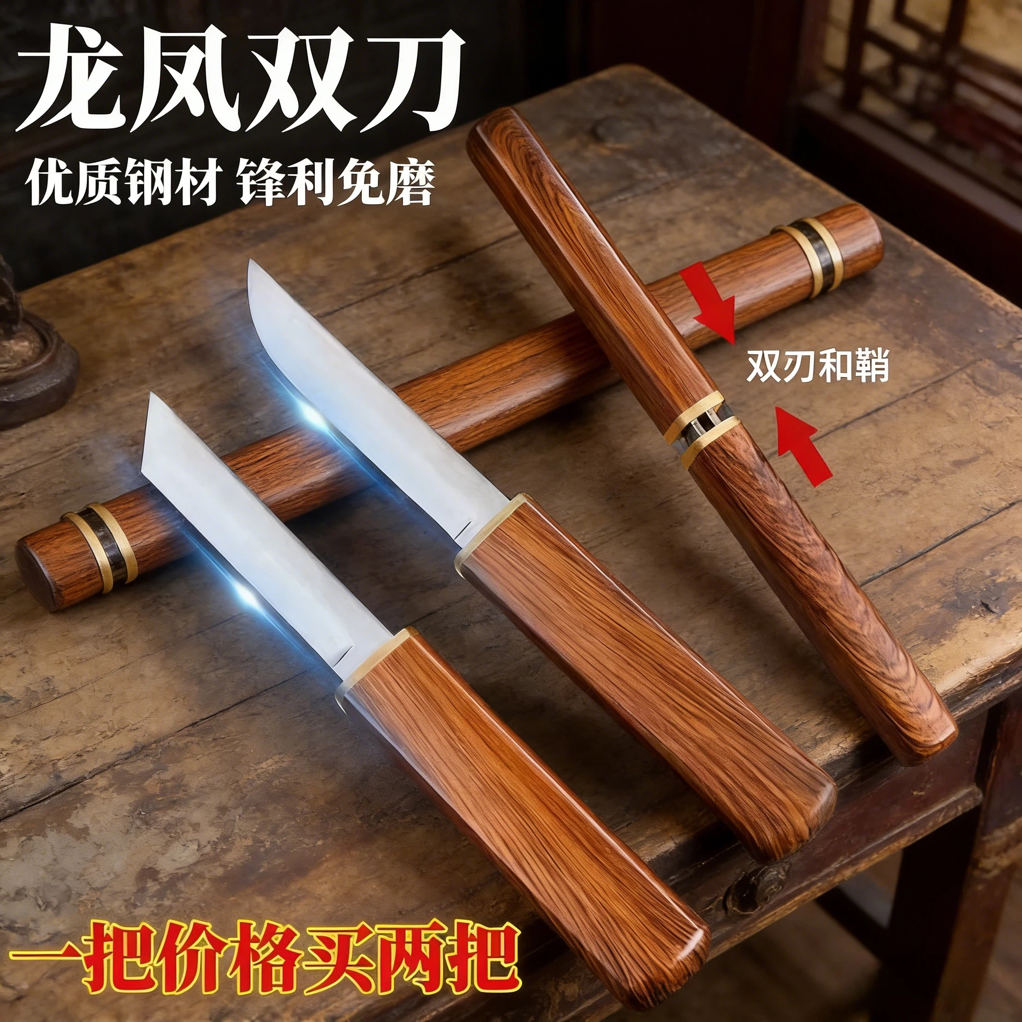 新款刀具双龙凤刀锋利便携家用水果刀锋利高硬度随身削皮刀具