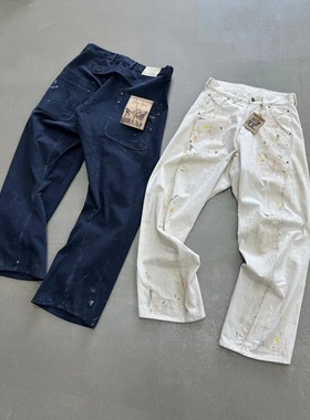 Epide Prefab 23AW 秋冬弯刀茧型扭缝手绘泼墨baggy做旧画家裤