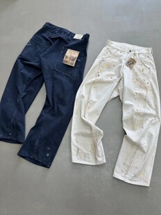 Epide Prefab 23AW 秋冬弯刀茧型扭缝手绘泼墨baggy做旧画家裤