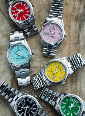 WMT Watch Green-Label Cabochon涂鸦手绘银彩盘男女日志机械手表