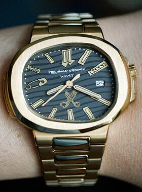 WMT Watch Green Label AM0030C 手绘涂鸦异形表盘双刀镀金手表