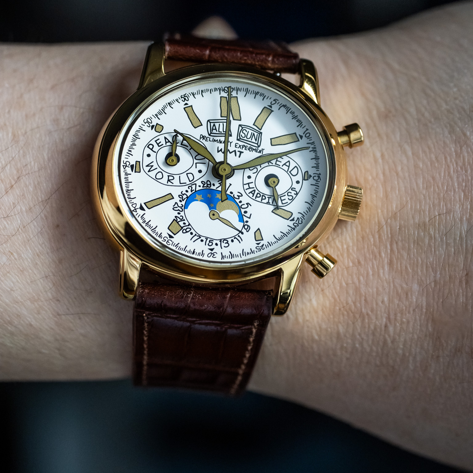 WMT Watches Green Label系列CT0010C手绘月相计时复古石英手表