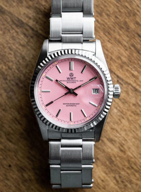 WMT Watch Cabochon – Glossy Pink Dial 狗牙日志自动机芯手表