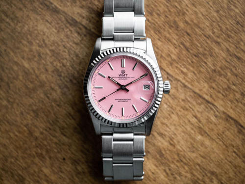 WMT Watch Cabochon – Glossy Pink Dial 狗牙日志自动机芯手表