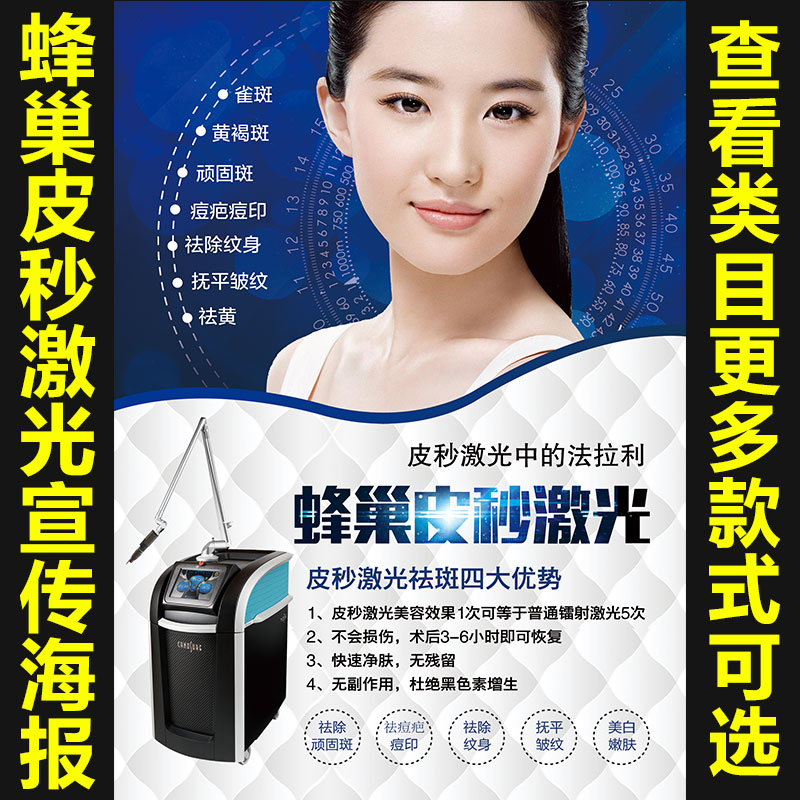 蜂巢皮秒无框画韩国皮肤管理装饰画海报激光祛斑墙壁挂画1066