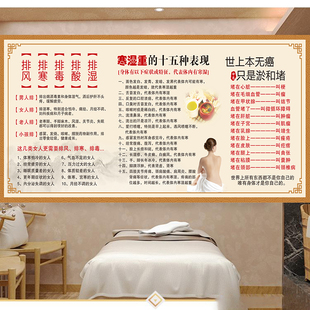 寒湿重海报美容院海报图自粘中医经络养生馆装 饰画排寒排毒贴3021