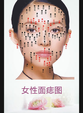 美容脸部去痣挂图经络海报