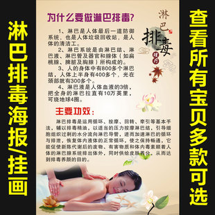 淋巴排毒  养生馆美容院中医养生海报美容挂图装饰画宣传图