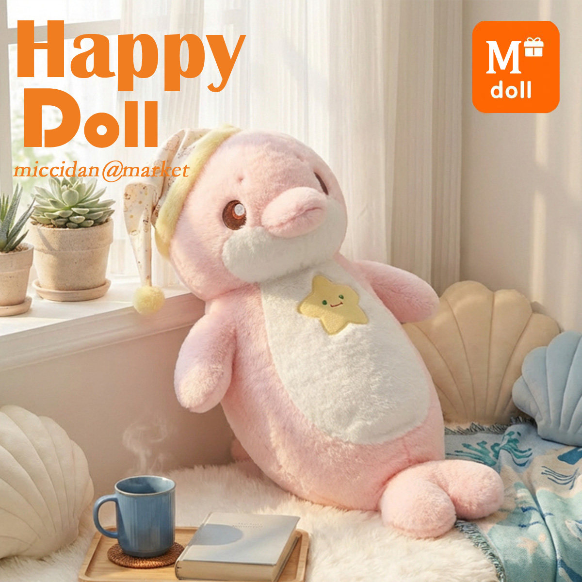 可爱安抚娃娃海豚玩偶睡觉抱枕陪睡毛儿童生日礼物绒玩具床上女孩