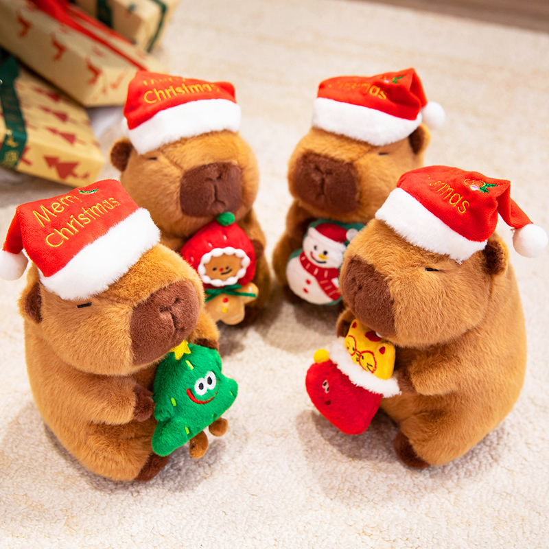 礼袋装圣诞水豚玩偶布娃娃