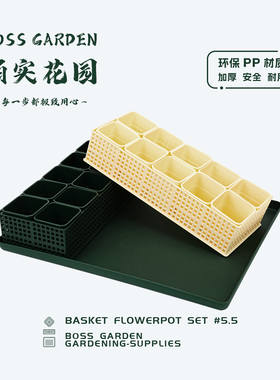 柏实多肉5.5方多肉花盆套装整理加厚方盆花卉肉锥景天通用方网筐