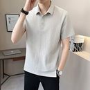 2025新款亚麻棉麻透气中国风有领短袖T恤男翻领POLO衫时尚纯色帅