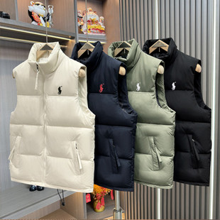 外套 情侣装 2025冬季 刺绣立领棉衣马甲男棉服保暖纯色外套男女同款