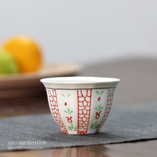 70年代老陶瓷怀旧复古风 灯笼杯 手绘红茶杯白酒杯品茗杯功夫茶杯