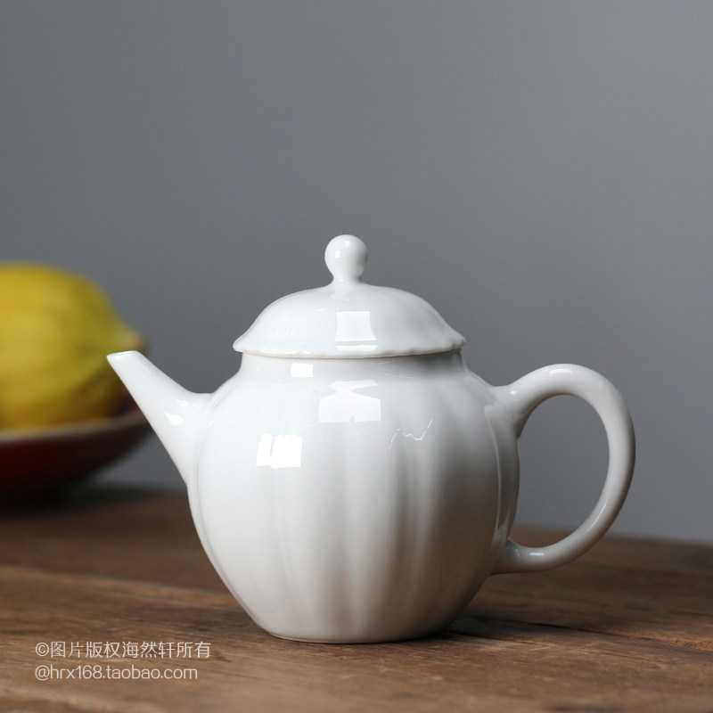 景德镇甜白瓷菊花壶 陶瓷茶壶 西施壶 泡茶壶小瓷壶功夫茶具 小号