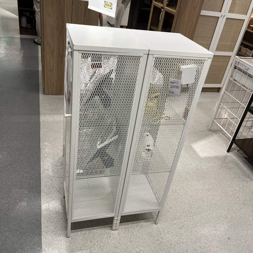 IKEA宜家巴格布玻璃门橱柜金属白色34x30x116cm陈列柜手办展示柜