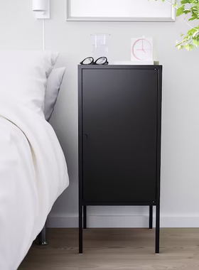 IKEA宜家利克胡储物柜带门金属煤黑色35x60cm客厅现代简约收纳柜
