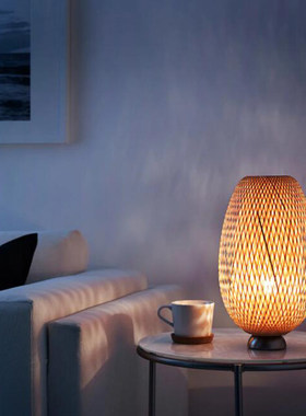 IKEA宜家BOJA博佳台灯镀镍藤条北欧风装饰光影手工制作