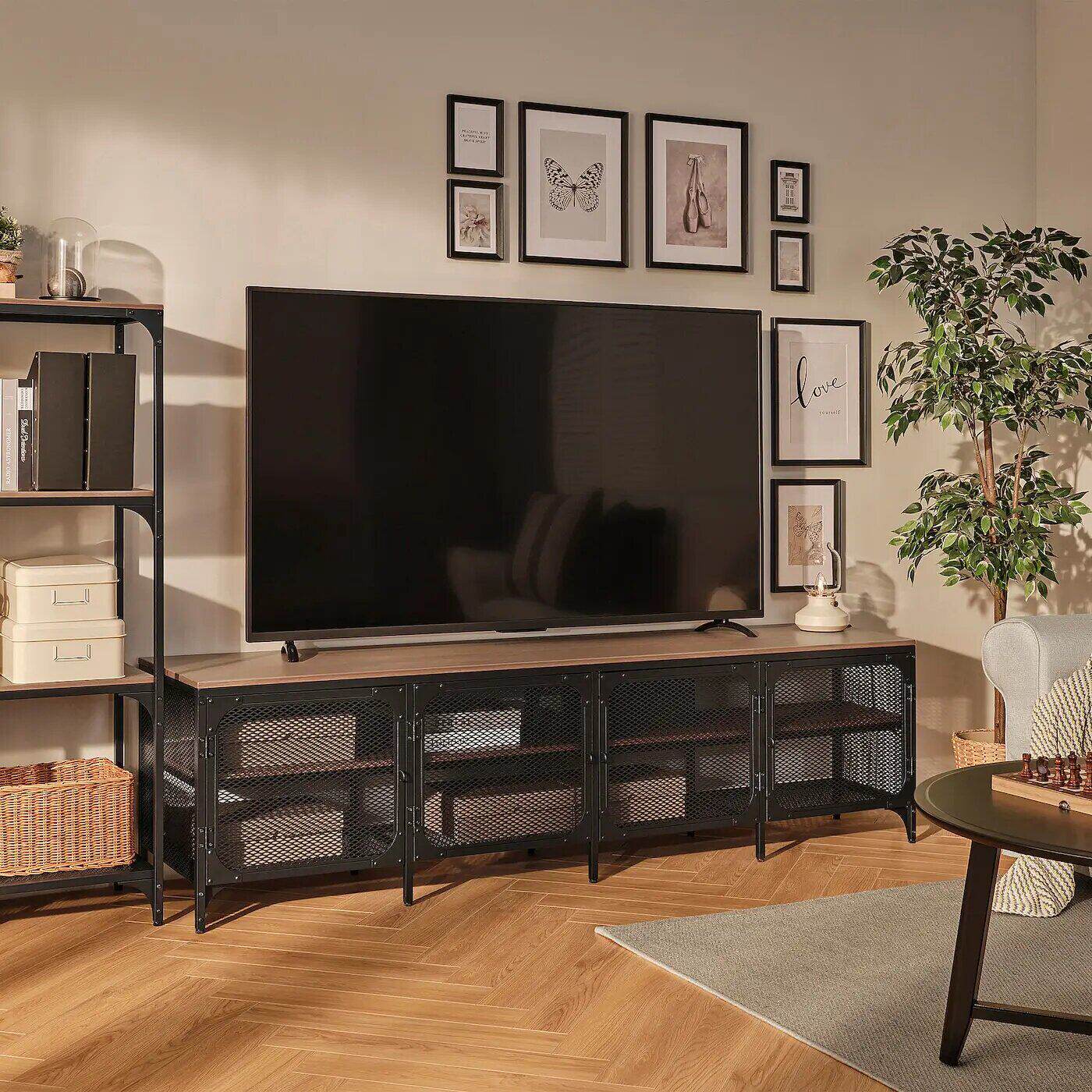 IKEA宜家耶伯电视柜黑色198x45x54cm家用客厅工业风收纳柜储物柜