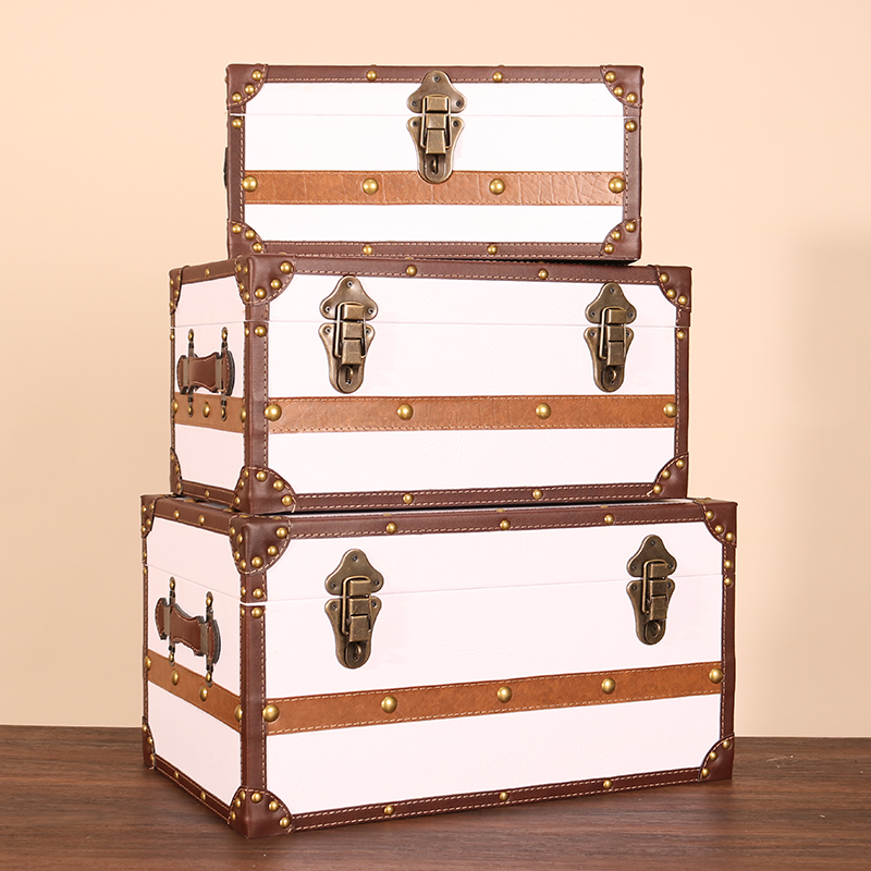 欧式复古怀旧门店家用木箱收纳装饰道具箱大容量证件百宝箱储物箱