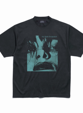 False Inception血色情人乐队vintage水洗灰美式复古os短袖T恤