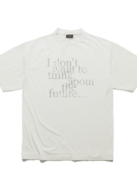 False Inception灰白模糊字母标语vtg男女百搭小领口OS夏短袖T恤