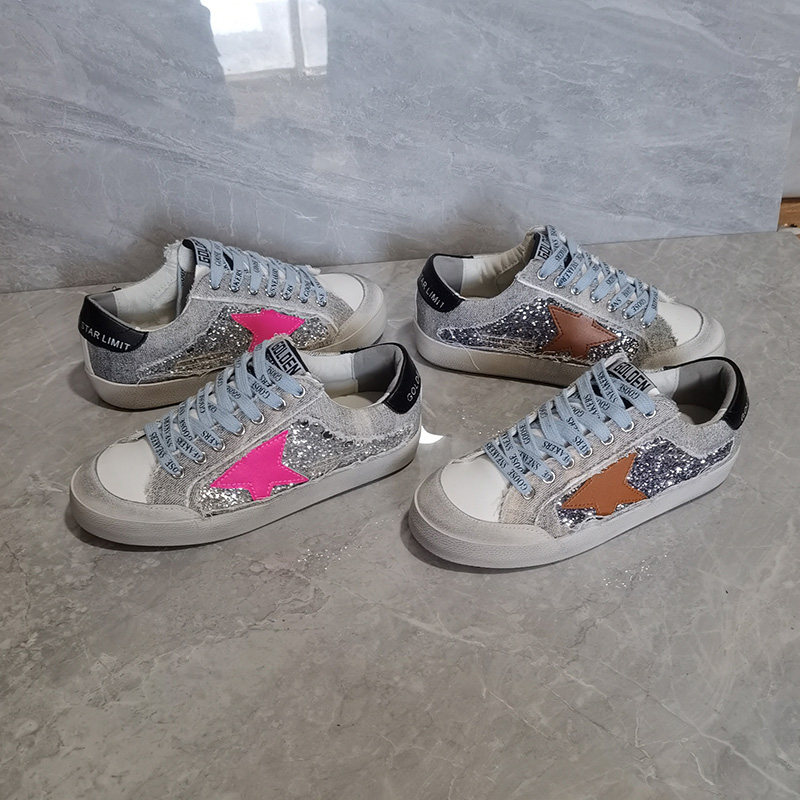 韩国圆头深口交叉系带低跟复古亮片脏脏鞋女跑步鞋星星平底懒人鞋