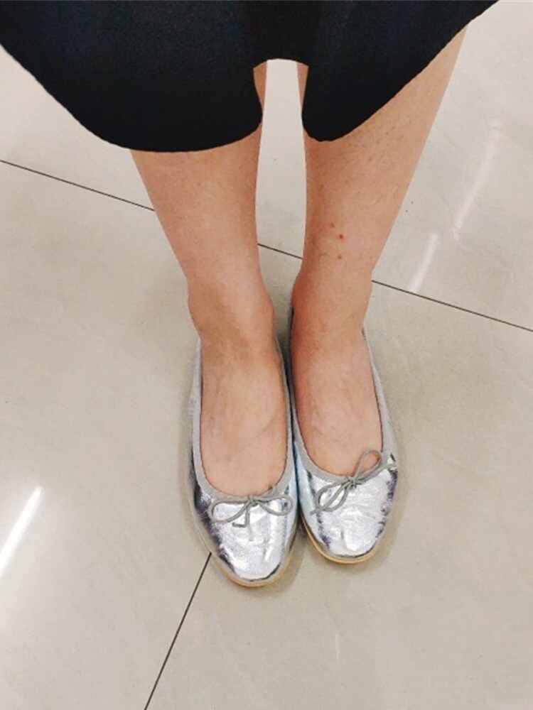UJIN MA MA MA KOREA WOMENS SHOES TEMPERAMENT SINGLE SHOES WOMENS SHOES BALLET STYLE WOMENS SILVER VINTAGE FRENCH FLAT SMALL LEATHER SHOES