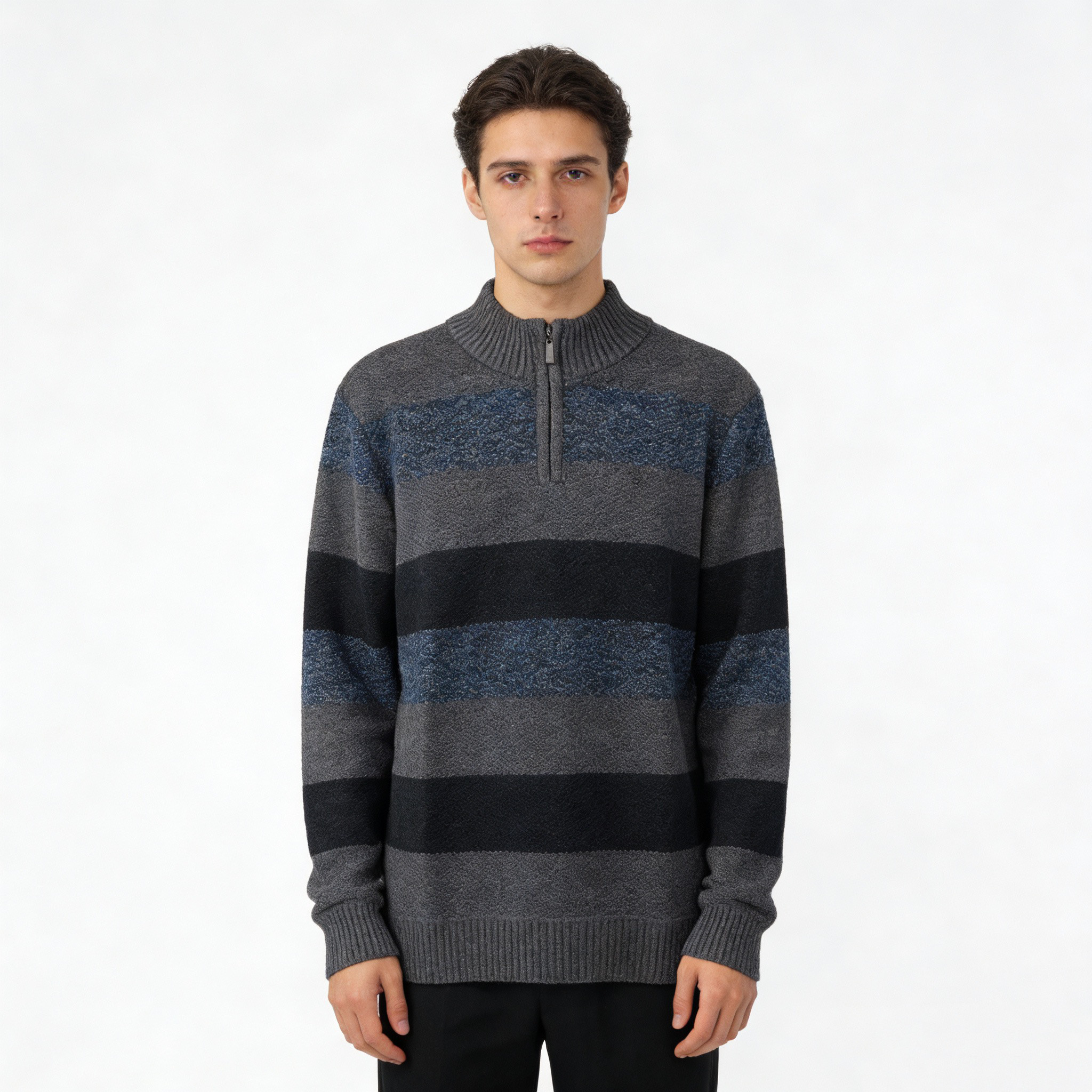 F1523外贸欧美单潮流男士毛衣冬季新款半高领半拉链拼色针织衫,男装,针织衫/毛衣,淘宝优惠券,粉丝福利购,淘宝优惠卷