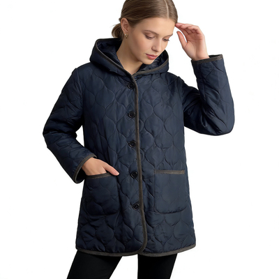 CC9302外贸日单女士连帽棉衣新款拼色绗缝宽松百搭休闲棉服