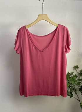 CC1401任3件包邮外贸欧美女士短袖T恤夏季新款时尚V领飞飞袖上衣