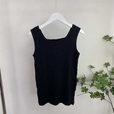 I5566任3件包邮外贸日单女士打底背心新款无袖纯色坑条修身上衣