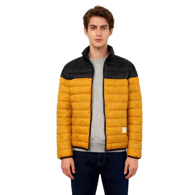 C1298任3件包邮外贸欧美单潮流男士棉衣新款立领拼色休闲棉服