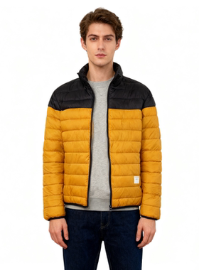 C1298任3件包邮外贸欧美单潮流男士棉衣新款立领拼色休闲棉服