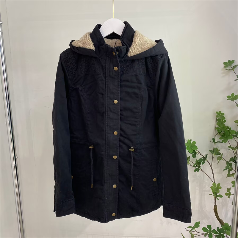 D3697任3件包邮外贸日单时尚女装棉衣新款立领连帽中长款薄款棉服