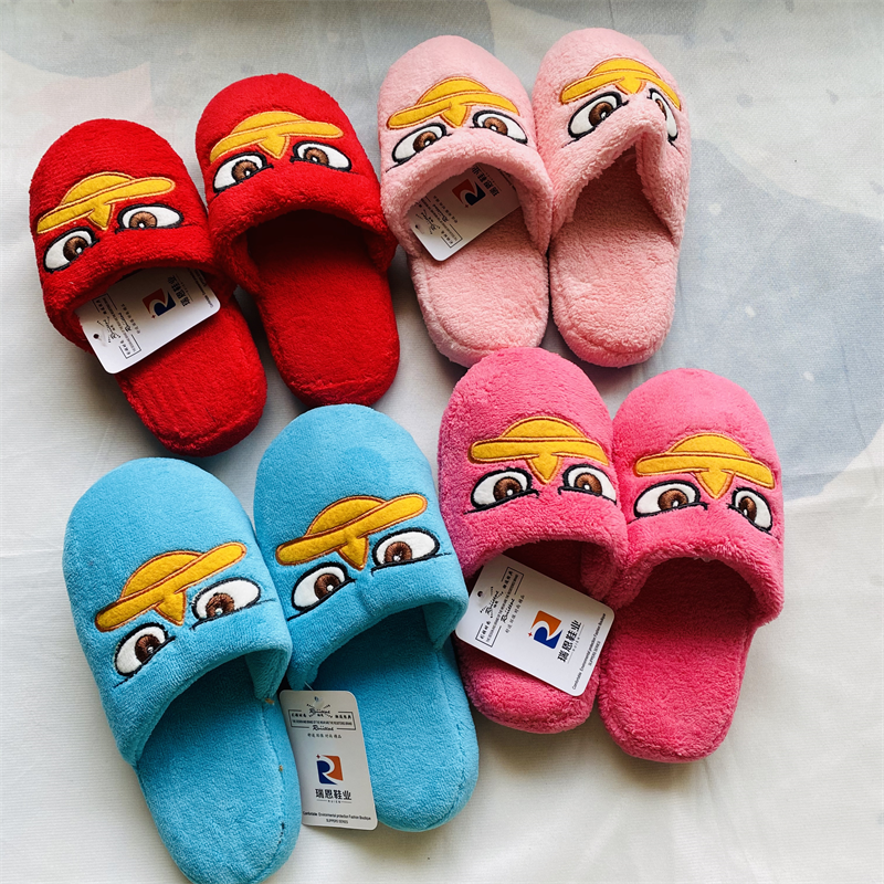 任3件包邮外贸儿童毛拖鞋2022秋冬款卡通男女童平底室内棉拖鞋