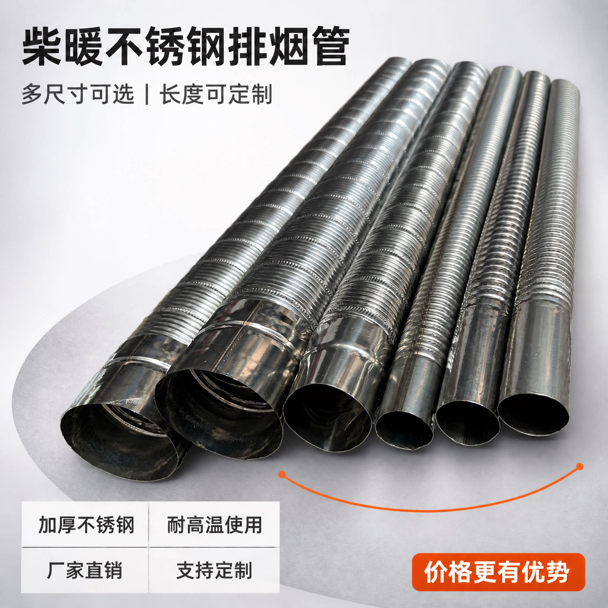 柴暖锅炉不锈钢排烟管加厚耐高温烤油箱底锅炉废气管排气管